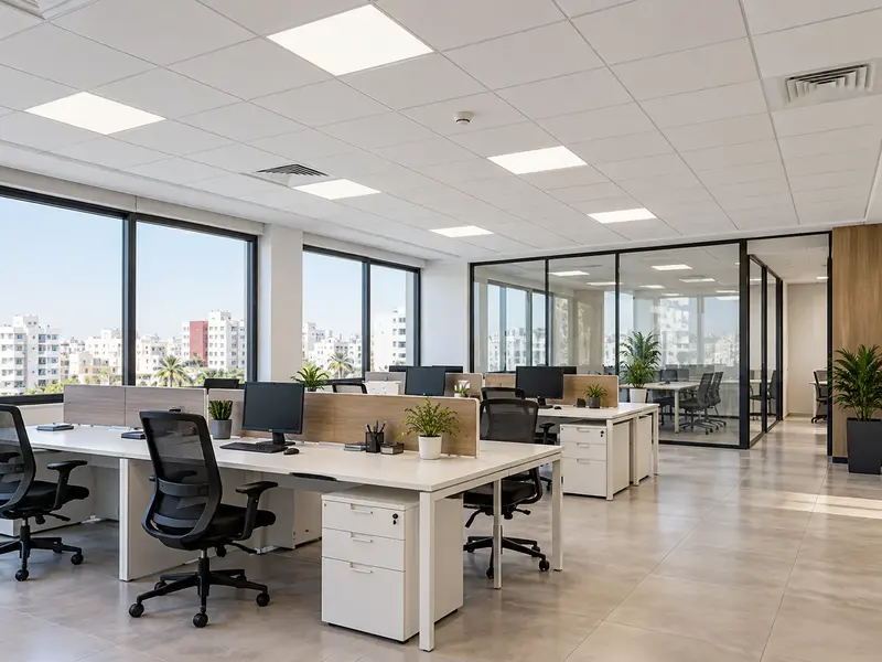 Plafond terminé avec dalles LED